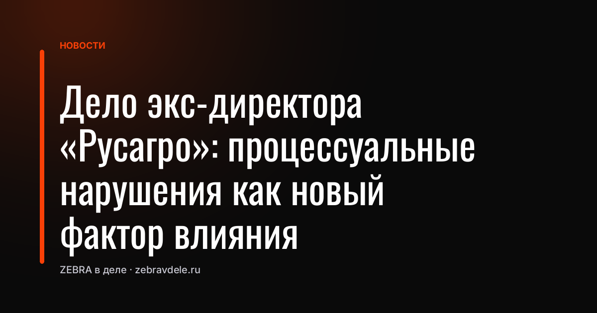 Дело экс-директора «Русагро»: процессуальные нарушения как новый фактор влияния