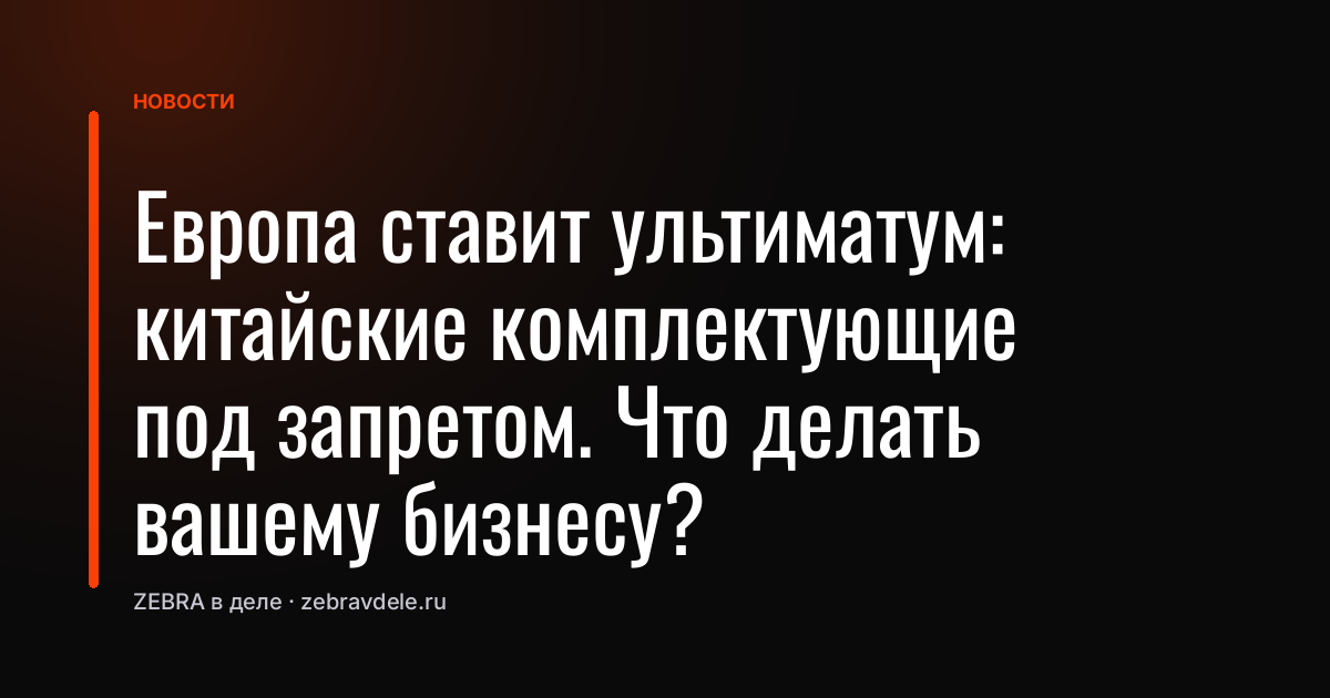Европа ставит ультиматум: китайские комплектующие под запретом. Что делать вашему бизнесу?