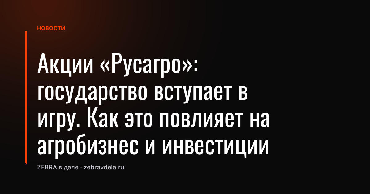 Акции «Русагро»: государство вступает в игру. Как это повлияет на агробизнес и инвестиции