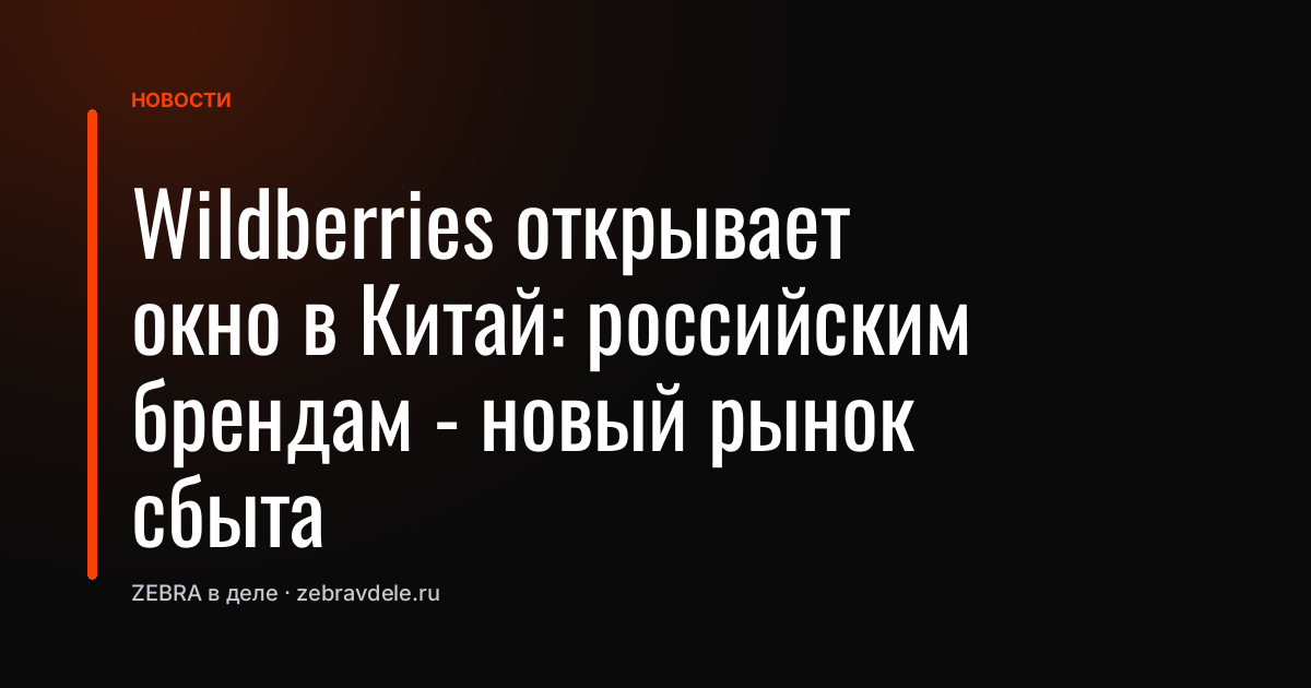 Wildberries открывает окно в Китай: российским брендам - новый рынок сбыта